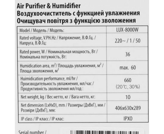 IClima Очиститель воздуха LUX-8000W 137204 – изображение 5