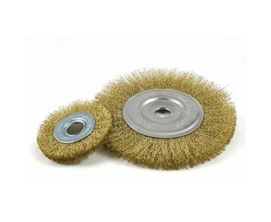 Щётка-крацовка плоская латунированная мягкая 125 мм для УШМ Orientcraft CIR012552918 