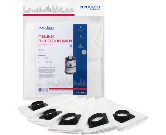 Мешок-пылесборник синтетический (5 шт) для промышленных пылесосов до 36 литров EURO Clean EUR-309/5 