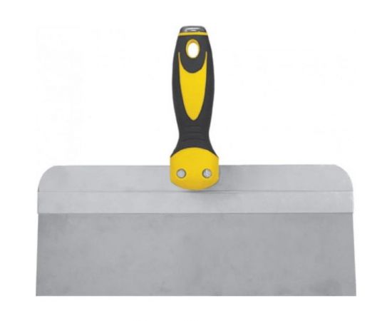 Фасадный нержавеющий шпатель FIT Профи, прорезиненная ручка с металлическим бойком 450 мм 06447 