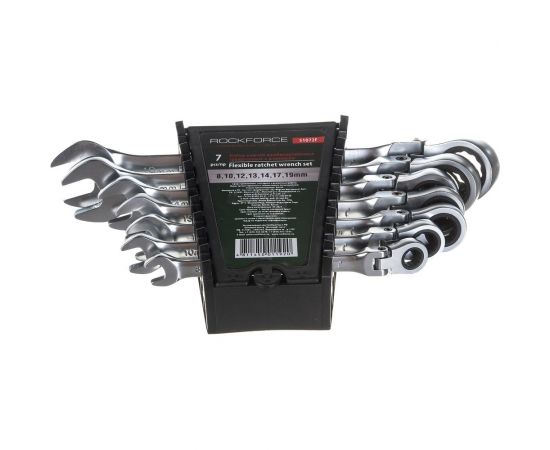 Набор комбинированных трещоточных ключей с шарниром ROCKFORCE 7пр. RF-51072F 