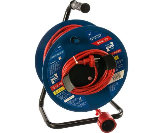 Силовой удлинитель на катушке Power Cube 1 розетка, без заземления, 10 А/2,2 кВт, 50 м PC20203 