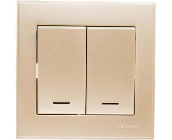 Двойной выключатель с подсветкой LEZARD RAIN жемчужно-белый металлик 703-3030-112 