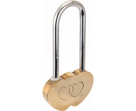 Навесной замок Аллюр (сувенирный; сердечко; латунь; 2 декоративных ключа) 1644 