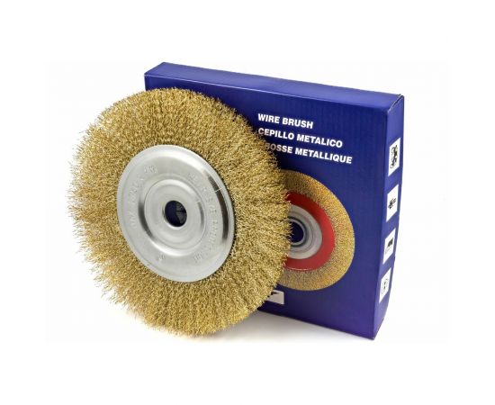 Щётка-крацовка плоская латунированная мягкая 125 мм для УШМ Orientcraft CIR012552918 – изображение 2