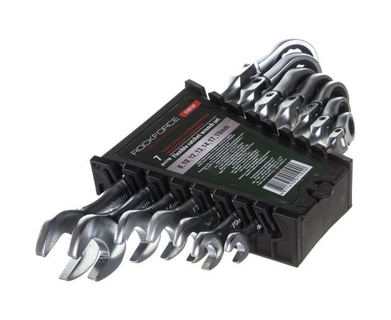 Набор комбинированных трещоточных ключей с шарниром ROCKFORCE 7пр. RF-51072F – изображение 2