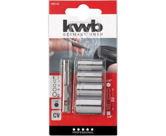 Набор головок торцевых (7-13 мм; 4 шт.) + адаптер KWB 105110 – изображение 2