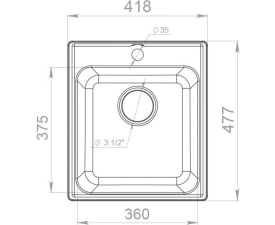 Мойка GranFest QUARZ 1-чаша, 420х480 бежевый 17 бежевый – изображение 2
