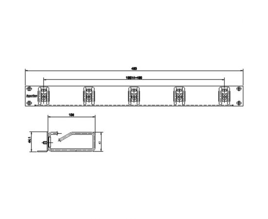 Кабельный организатор с металлическими кольцами 105x43мм, 19"", 1U, черный Hyperline CMW-1U-02-BK 42519 – изображение 2