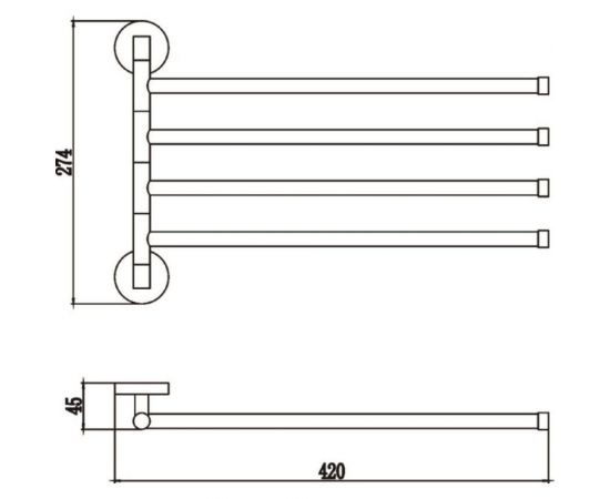 Поворотный держатель для полотенец Savol четверной, хром S-008704 23245 – изображение 2