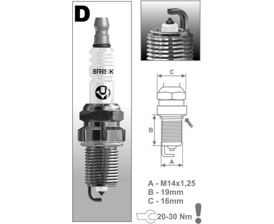 Свеча зажигания PLATIN (ГАЗ; 405 ЕВРО-3) BRISK 1402 DR17YP-N – изображение 2