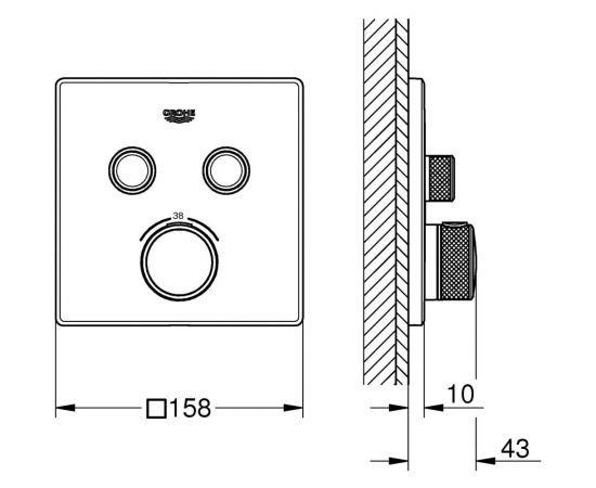 Термостат для ванны и душа GROHE Grohtherm SmartControl комплект верхней монтажной части 29124000 – изображение 2