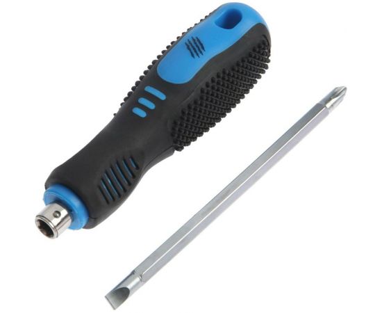 Комбинированная отвертка TUNDRA 2 в 1, хром, магнит, двухкомпонентная рукоятка, PH2/SL6 х 100 мм 5295984 – изображение 3