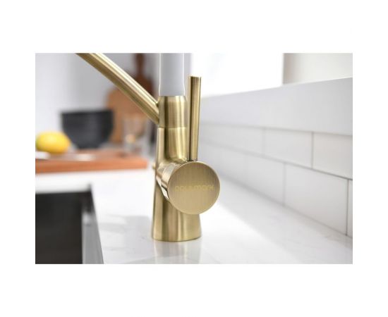 Смеситель для кухни Paulmark Sigen бронза, белый шланг, резиновый излив Si213111-BRw – изображение 4