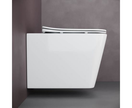 Подвесной унитаз Ceramica Nova CUBIC Rimless, с крепежом, с сиденьем-крышкой с микролифтом CN1806 – изображение 6