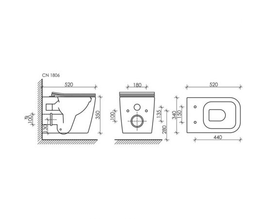 Подвесной унитаз Ceramica Nova CUBIC Rimless, с крепежом, с сиденьем-крышкой с микролифтом CN1806 – изображение 8