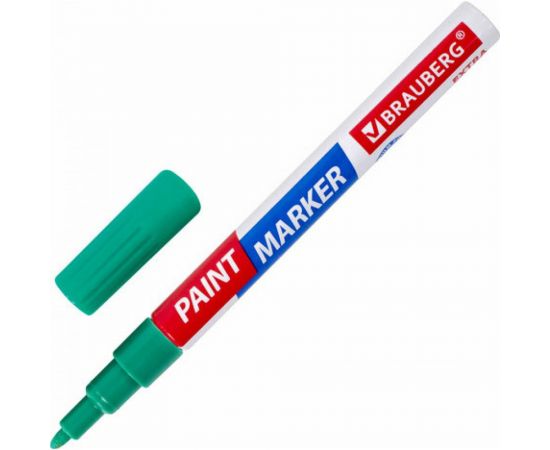 Лаковый маркер-краска BRAUBERG EXTRA paint marker 2 мм, зеленый, улучшенная нитро-основа, 151974 