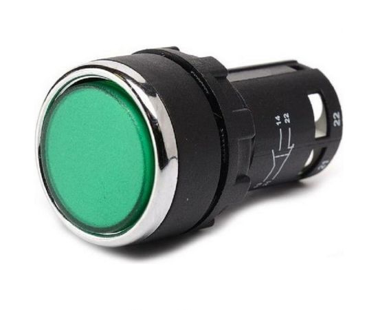 Нажимная кнопка Emas моноблочная, зелёная, 22 мм, IP 40, 1НО+1НО MB101DY 