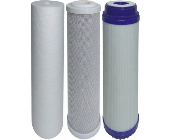 Набор картриджей Slim Line ФР2: полипропилен PP-10, уголь пресс. СТО-10, уголь насыпной Профитт 3175784 