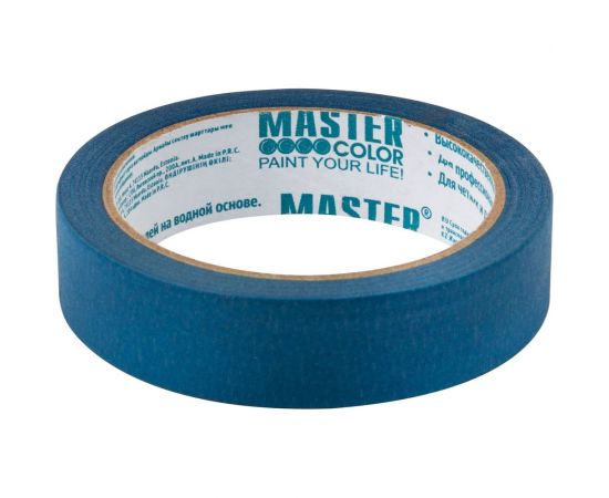 Малярная бумажная лента MASTER COLOR синяя, термостойкость до 100C, 24 мм х 25 м 30-6112 