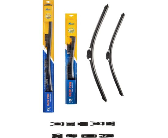 Комплект бескаркасных щеток стеклоочистителя 600/380 мм, 10 адаптеров KRAFT 830896 