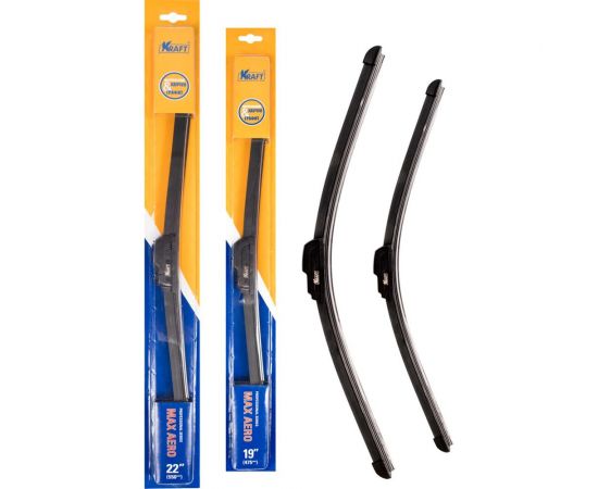 Комплект бескаркасных щеток стеклоочистителя KRAFT 550/475 мм, 1 адаптер KT 830865 