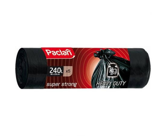 Мешки для мусора черные SUPER STRONG (5 шт; 90х130 см; 240 л; ПВД) Paclan 42013246 