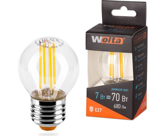 Лампа LED Wolta FILAMENT, 4000К, 25S45GLFT7E27 