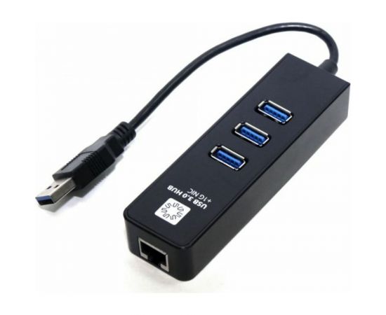 Сетевая карта 5bites USB 3.0 - RJ45 1 гигабит, 3-х портовый USB разветвитель 10см UA3-45-04BK – изображение 2