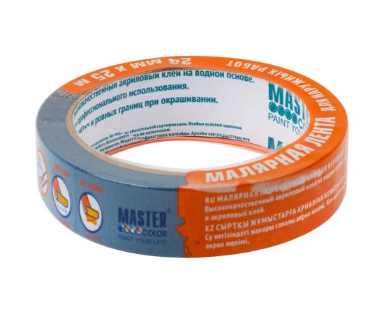 Малярная бумажная лента MASTER COLOR синяя, термостойкость до 100C, 24 мм х 25 м 30-6112 – изображение 2