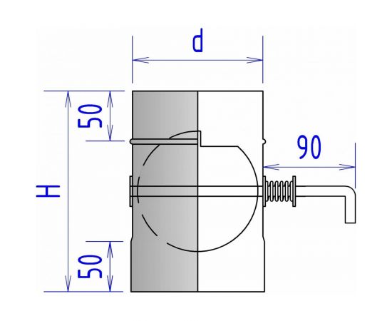 Поворотный шибер ФЕНИКС ДЫМОХОДЫ 1ШП, 115, 304 0.8 000003336 – изображение 2