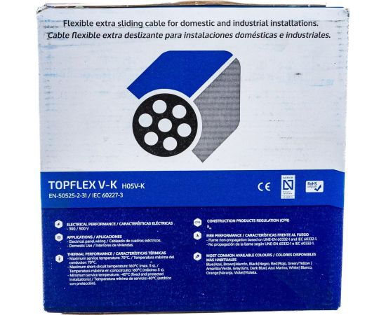 Монтажный гибкий провод 1Х0,75 серый TOPFLEX H05V-K ПВ3 131G000SR100(100м) – изображение 4