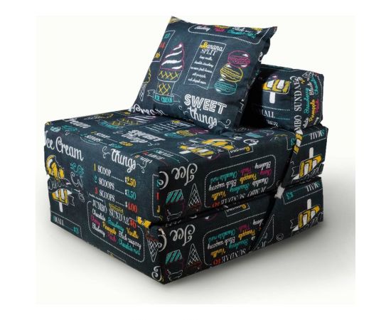 Бескаркасное кресло-кровать Mypuff Айскрим, мебельный хлопок kv_443 