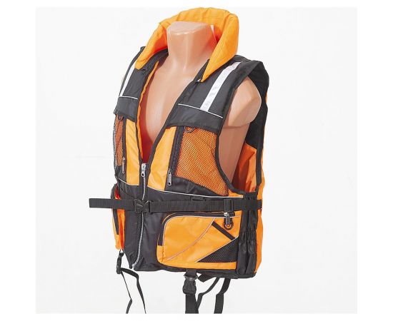 Спасательный жилет КОВЧЕГ Премиум, р. S-M/44-48, до 60 кг, оранжевый-чёрный 725300739 