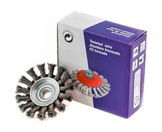 Щетка крацовка коническая (125 мм; М14; стальная проволока) для УШМ Orientcraft OCBBK1125M14 