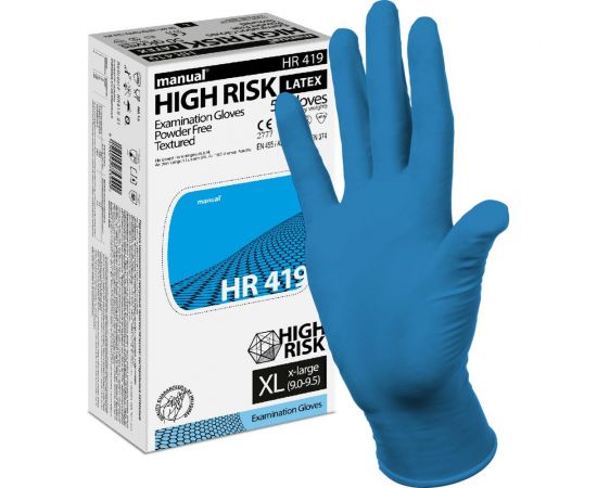 Смотровые перчатки MANUAL латекс HR419 50 штук, размер XL CT0000003305 