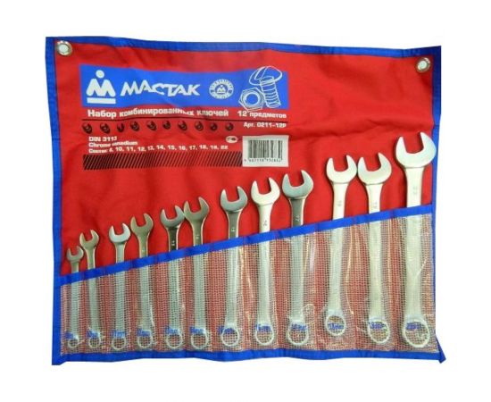 Набор комбинированных ключей 8-22мм 12шт МАСТАК 0211-12P 