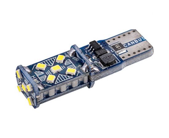 Автолампа SKYWAY диод, T10 (W5W), 12 В, 15 SMD диодов, без цоколя, 1-конт., белая S08201503 