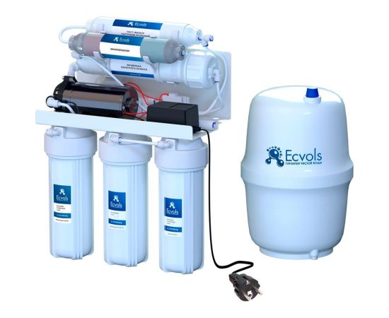 Ecvols Обратный осмос RO-55PM, 6 ступеней очистки, с помпой и минерализатором, бак 10л 00.00006786 