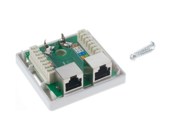 Экранированная розетка на 2 порта RJ-45, 8p8c, TWIST cat. 6, на плате, J-8P8C-C6-SH-2P-TWCS – изображение 2