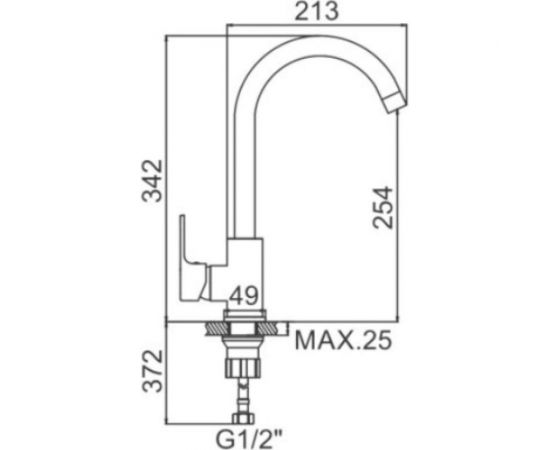 Смеситель для кухни LEDEME L4003 высокий излив, с гайкой 65889 – изображение 2