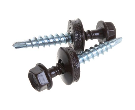 Саморезы Зубр для крепления кровельных материалов к деревянной обрешетке, цвет RAL 8017 шоколадно-коричневый, оцинкованный, 4,8x35мм, 1800шт 4-300310-48-035-8017 – изображение 2