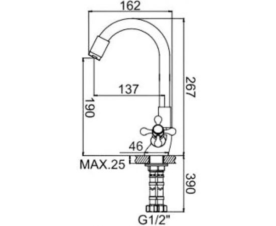 Смеситель для кухни LEDEME гибкий шланг, крест, чёрный, L1319-2 65841 – изображение 2