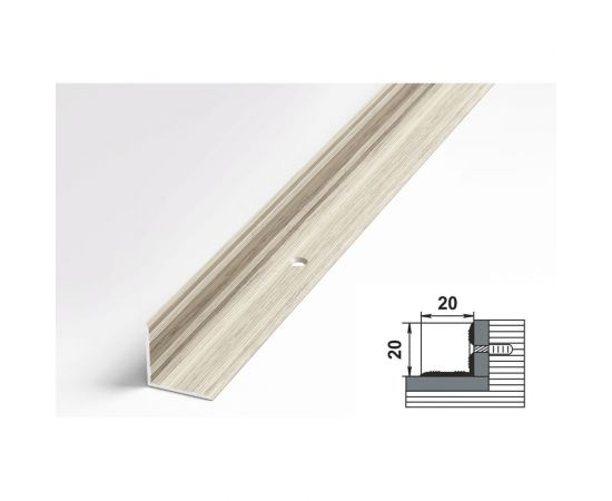 Порог угловой внутренний алюминиевый (20х20 мм; 0.9 м; декоративный; клен беленый) Лука 00000001801 – изображение 2