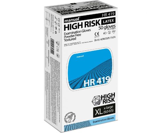 Смотровые перчатки MANUAL латекс HR419 50 штук, размер XL CT0000003305 – изображение 2