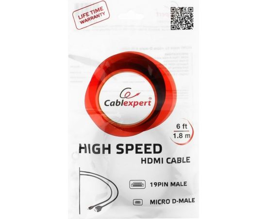 Кабель HDMI-microHDMI Cablexpert v1.3 19M/19M 1.8м черный CC-HDMID-6 – изображение 3