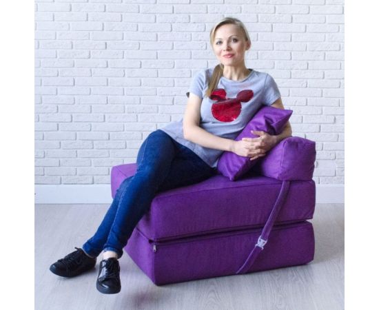 Бескаркасное кресло-кровать Mypuff Айскрим, мебельный хлопок kv_443 – изображение 3