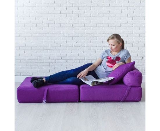 Бескаркасное кресло-кровать Mypuff Айскрим, мебельный хлопок kv_443 – изображение 4