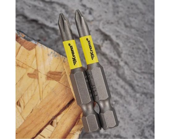 Бита (2 шт; PH1x50 мм; сталь S2) для шуруповерта KRANZ KR-92-0413-1 – изображение 5