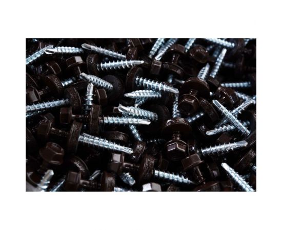 Саморезы Зубр для крепления кровельных материалов к деревянной обрешетке, цвет RAL 8017 шоколадно-коричневый, оцинкованный, 4,8x35мм, 1800шт 4-300310-48-035-8017 – изображение 5